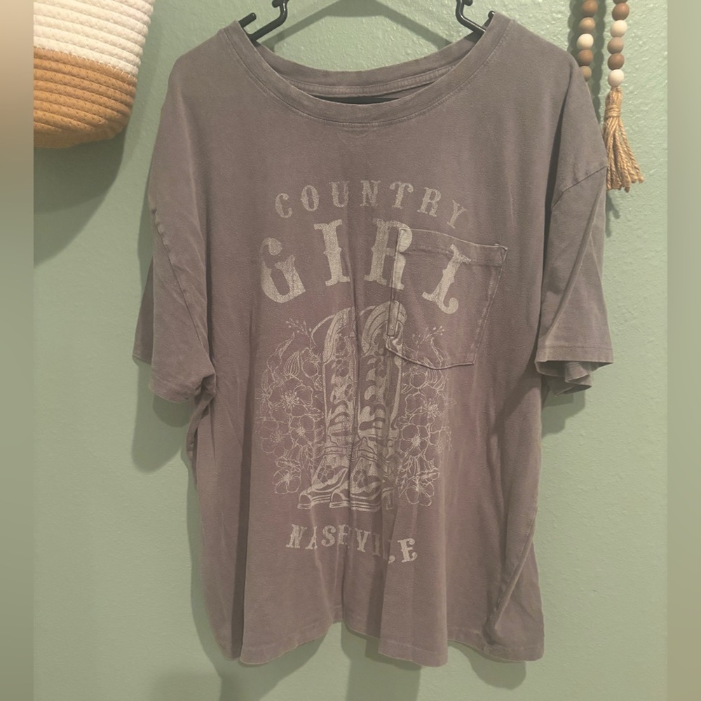 Country Girl Graphic T-Shirt - Gray